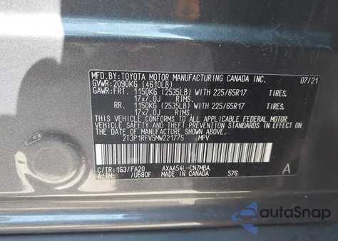 2021 Toyota Rav4 Xle z USA, uszkodzony, nr VIN 2T3P1RFV5MW221775